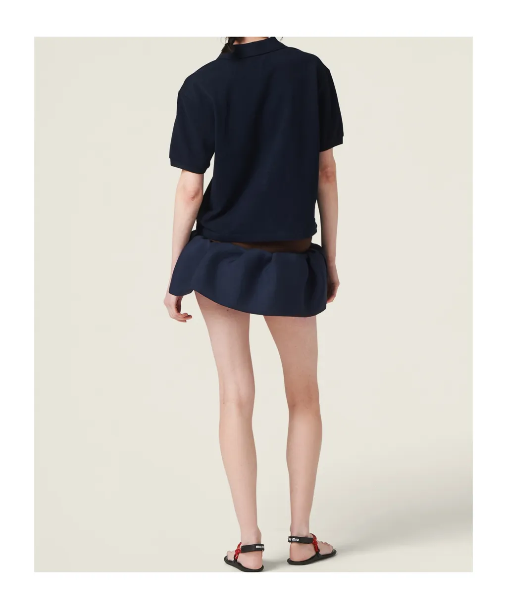 Miu Miu Logo-Embroidered Short-Sleeved Polo Shirt