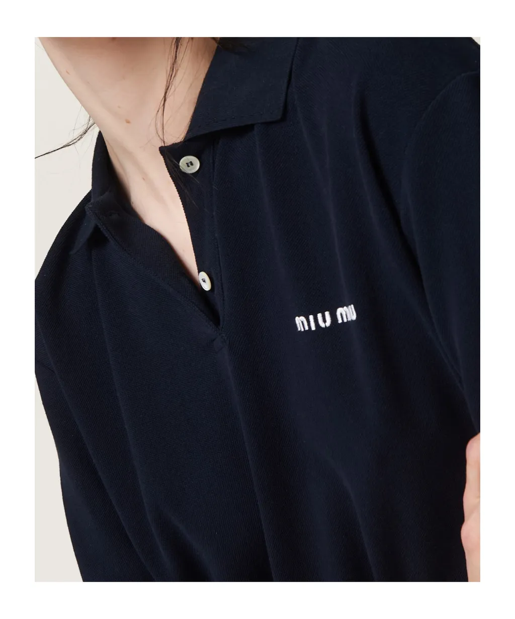 Miu Miu Logo-Embroidered Short-Sleeved Polo Shirt