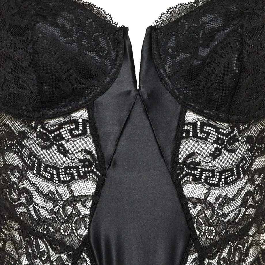 Wired-Cup Sheer Lace Bodysuit