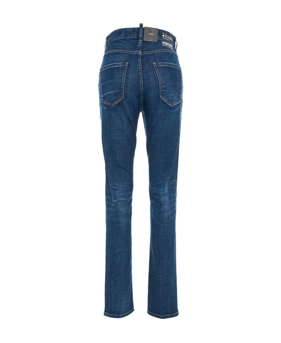 Dsquared2 Logo Patch Straight Leg Jeans