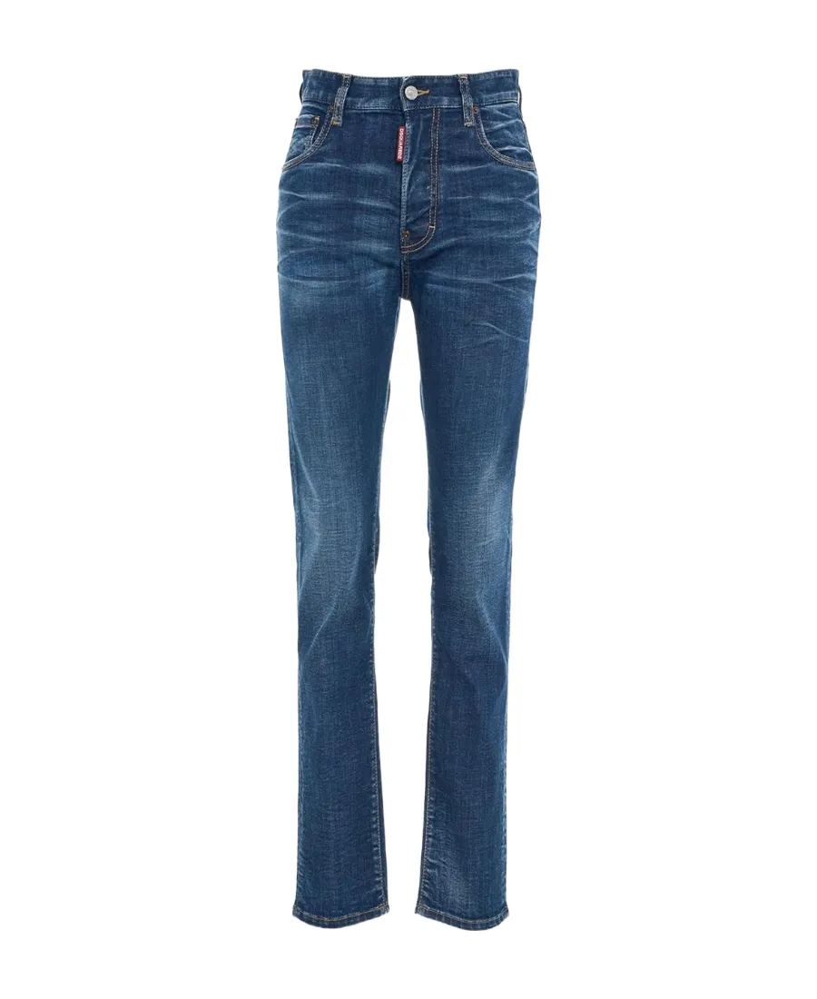 Dsquared2 Logo Patch Straight Leg Jeans