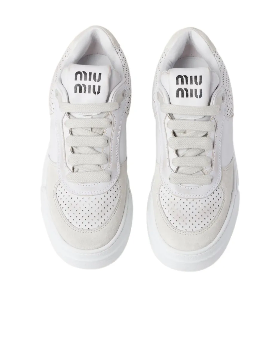 Bleached Leather And Suede Sneakers