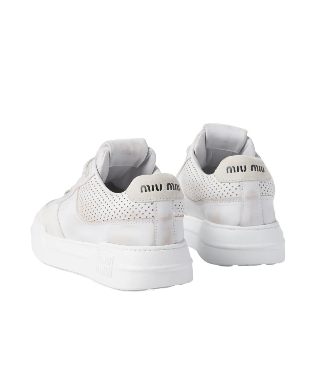 Bleached Leather And Suede Sneakers