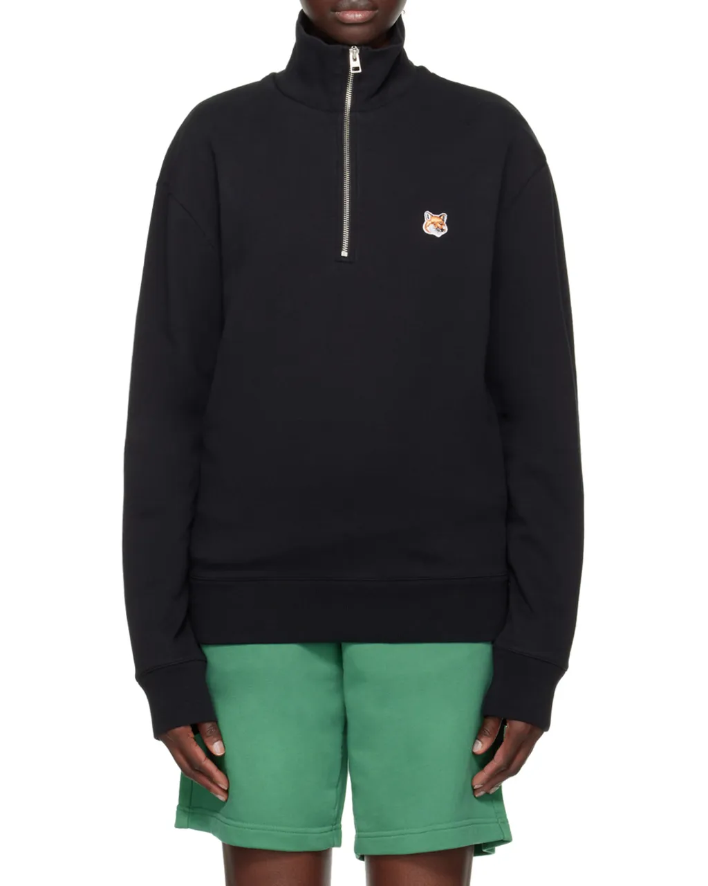 Maison Kitsuné Fox Head Patch Half-Zip Sweatshirt