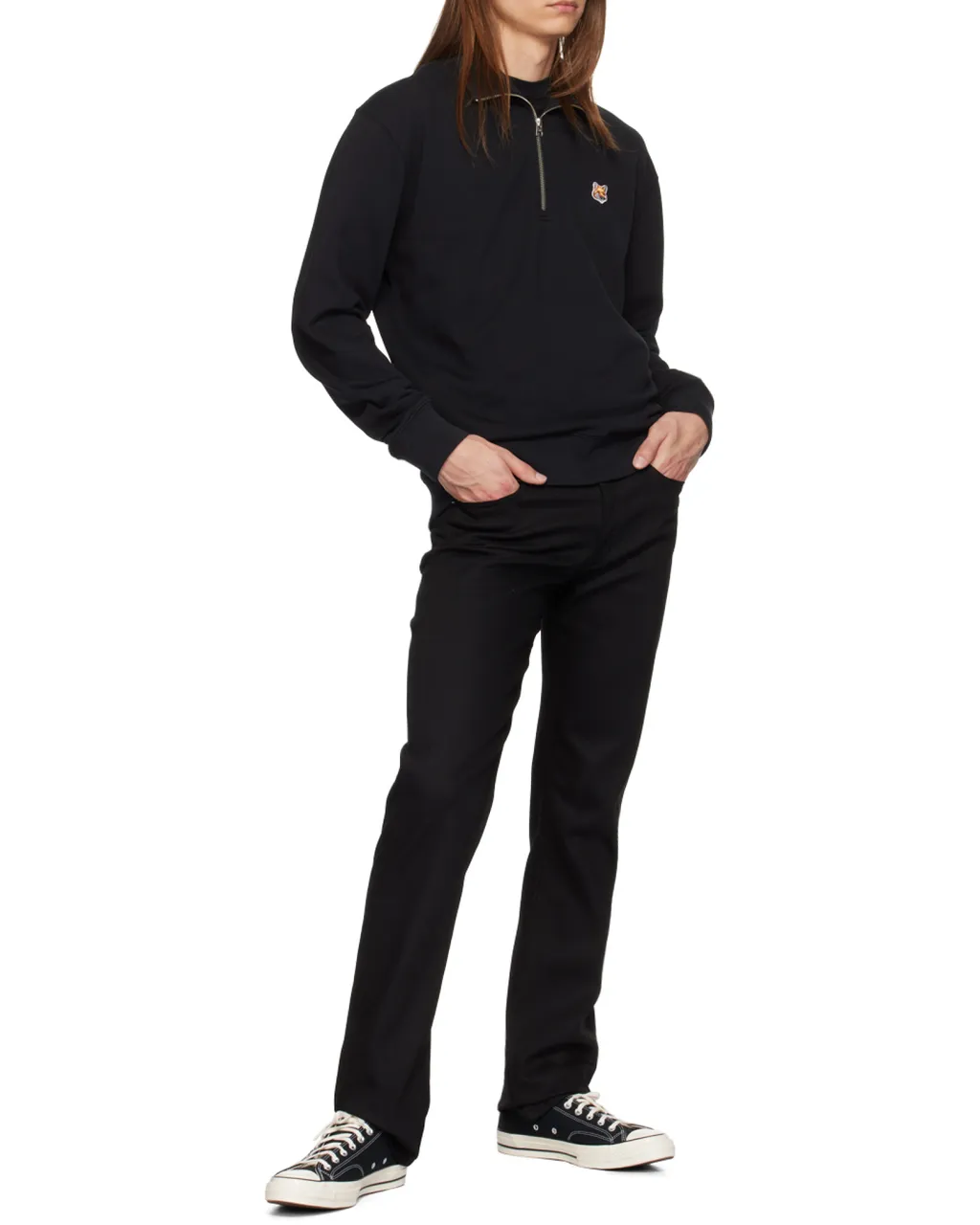 Maison Kitsuné Fox Head Patch Half-Zip Sweatshirt