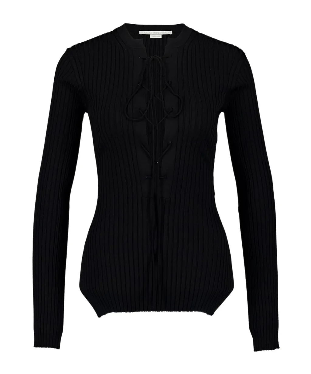 Stella Mccartney Lace-Up Ribbed Knit Jumper