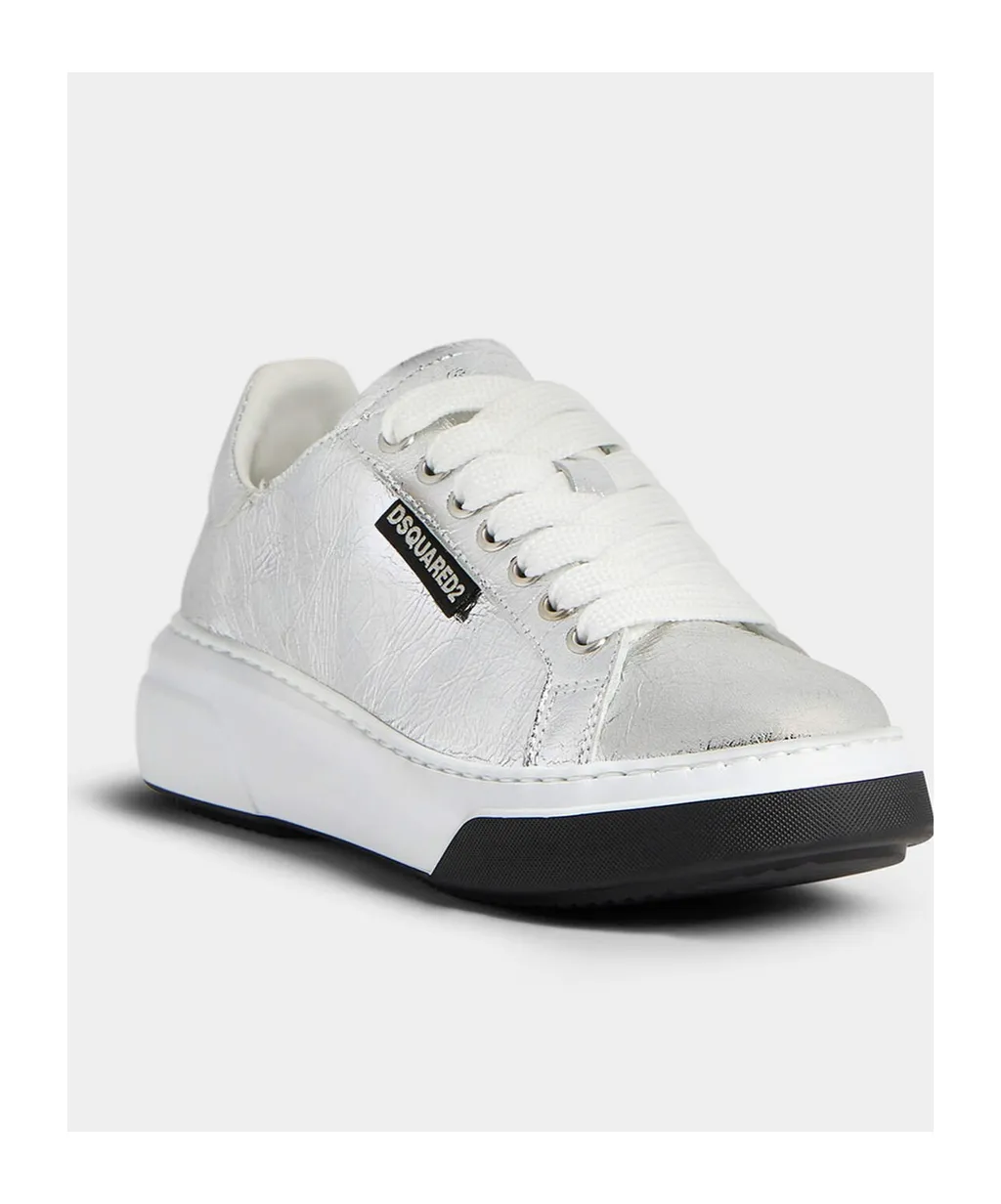 Dsquared2 Round-Toe Metallic Lace-Up Sneakers