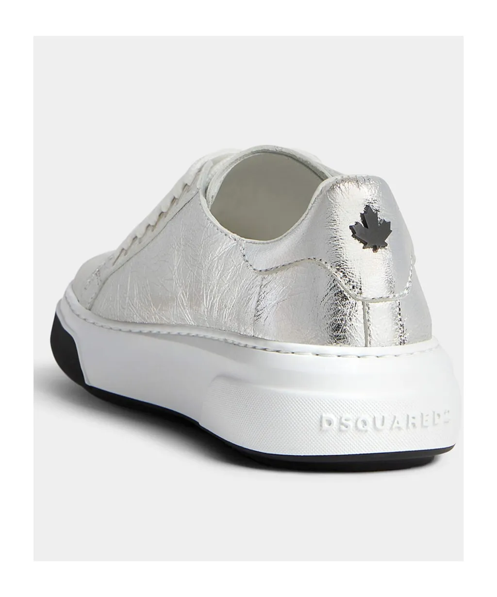 Dsquared2 Round-Toe Metallic Lace-Up Sneakers