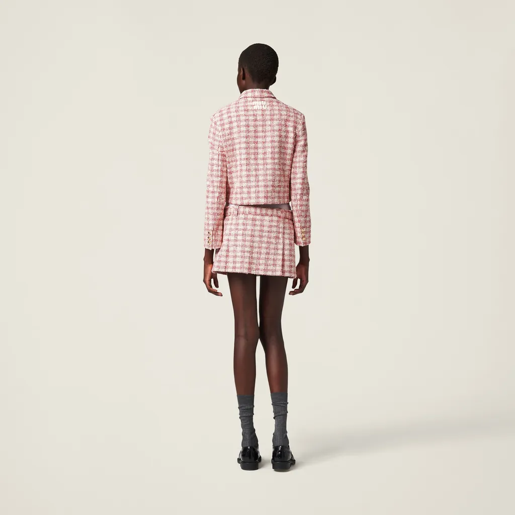 Belted A-Line Tweed Miniskirt
