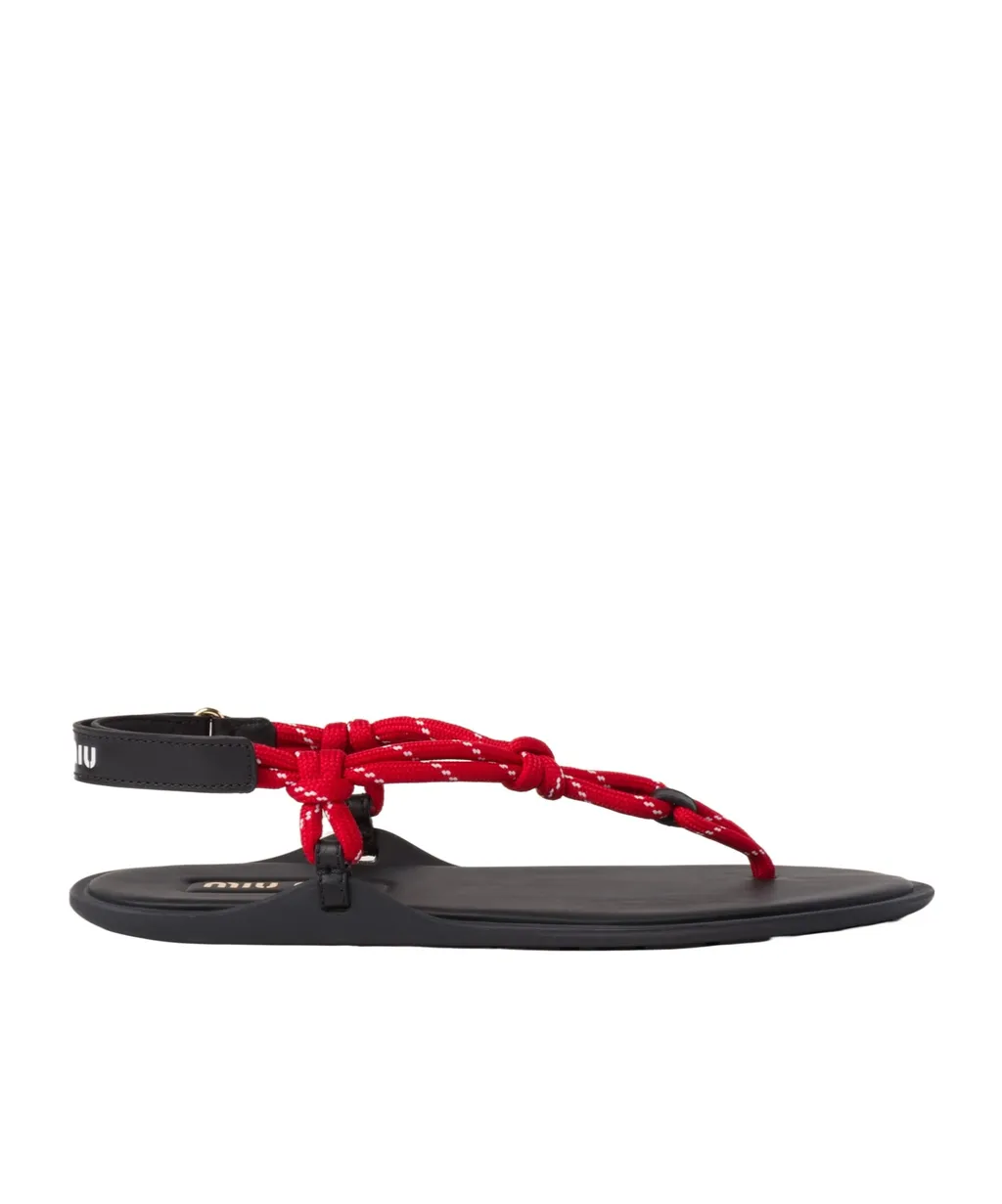 Miu Miu Round-Toe Cord-Strap Sandals