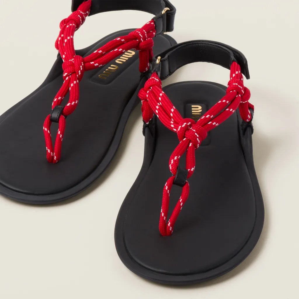 Miu Miu Round-Toe Cord-Strap Sandals
