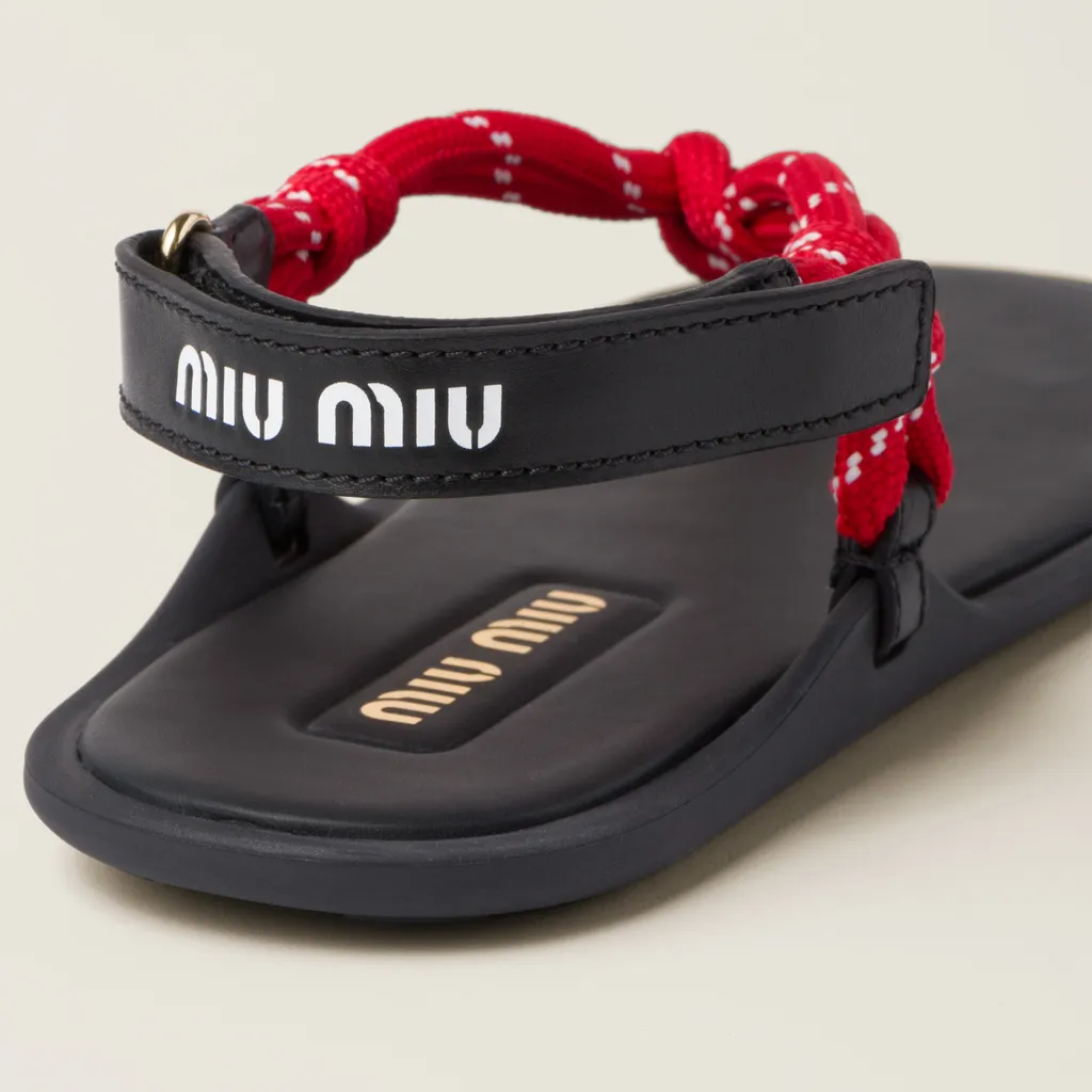 Miu Miu Round-Toe Cord-Strap Sandals