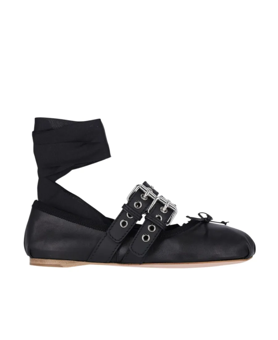 Miu Miu Belted Detailed Ballerina Flats