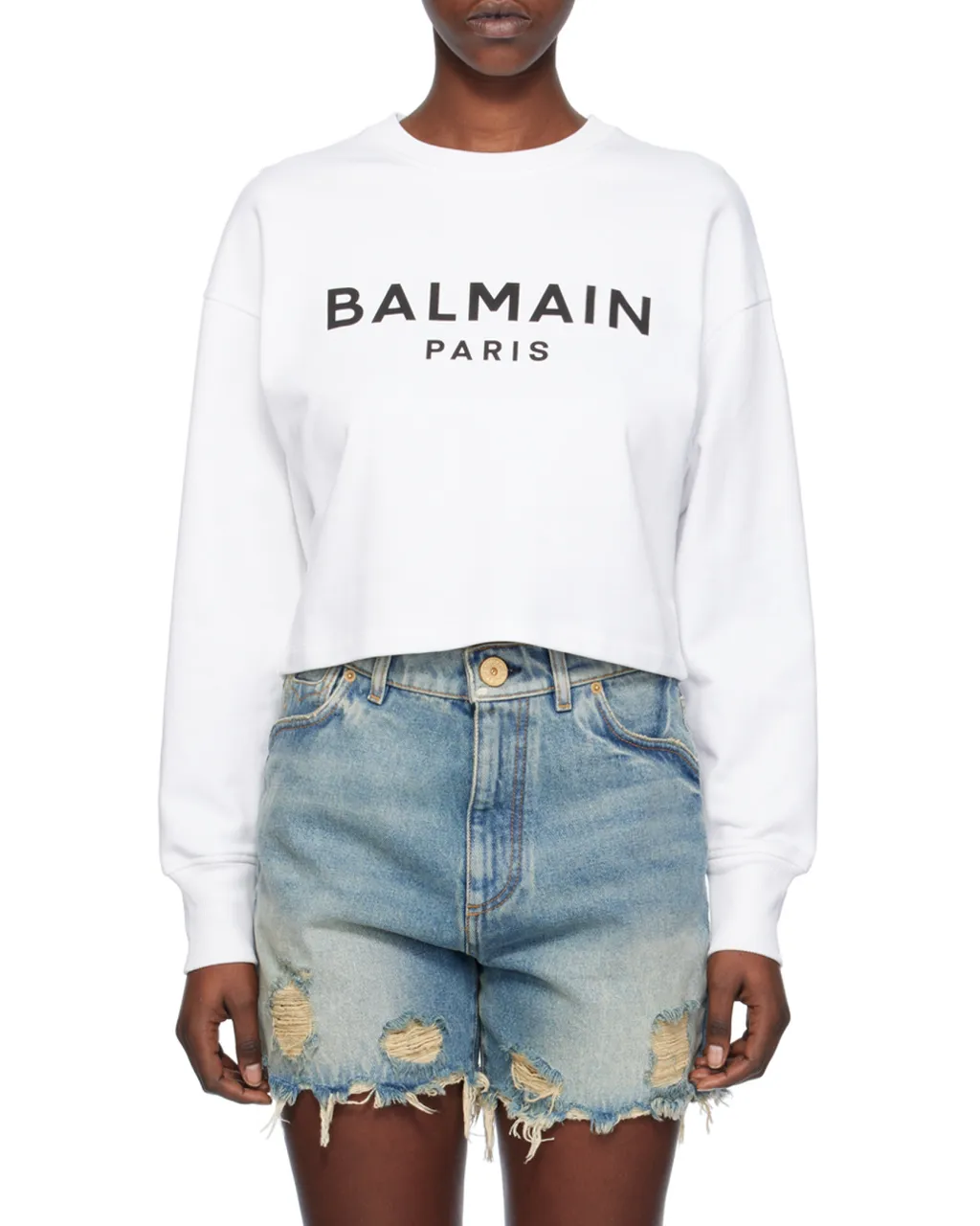 Balmain Drop Shoulder Logo Printed Sweatshirt