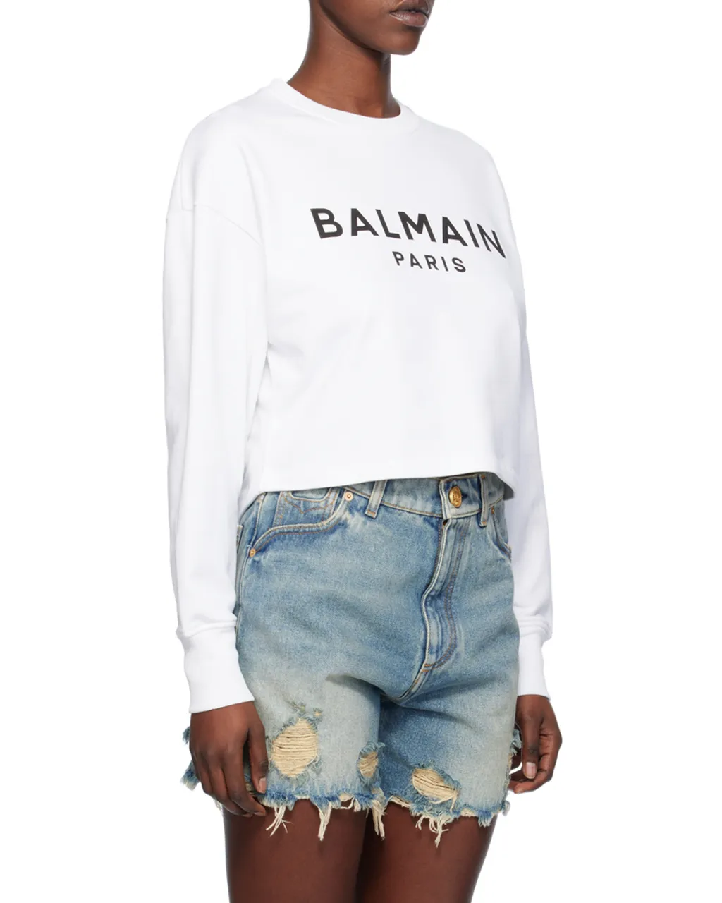 Balmain Drop Shoulder Logo Printed Sweatshirt