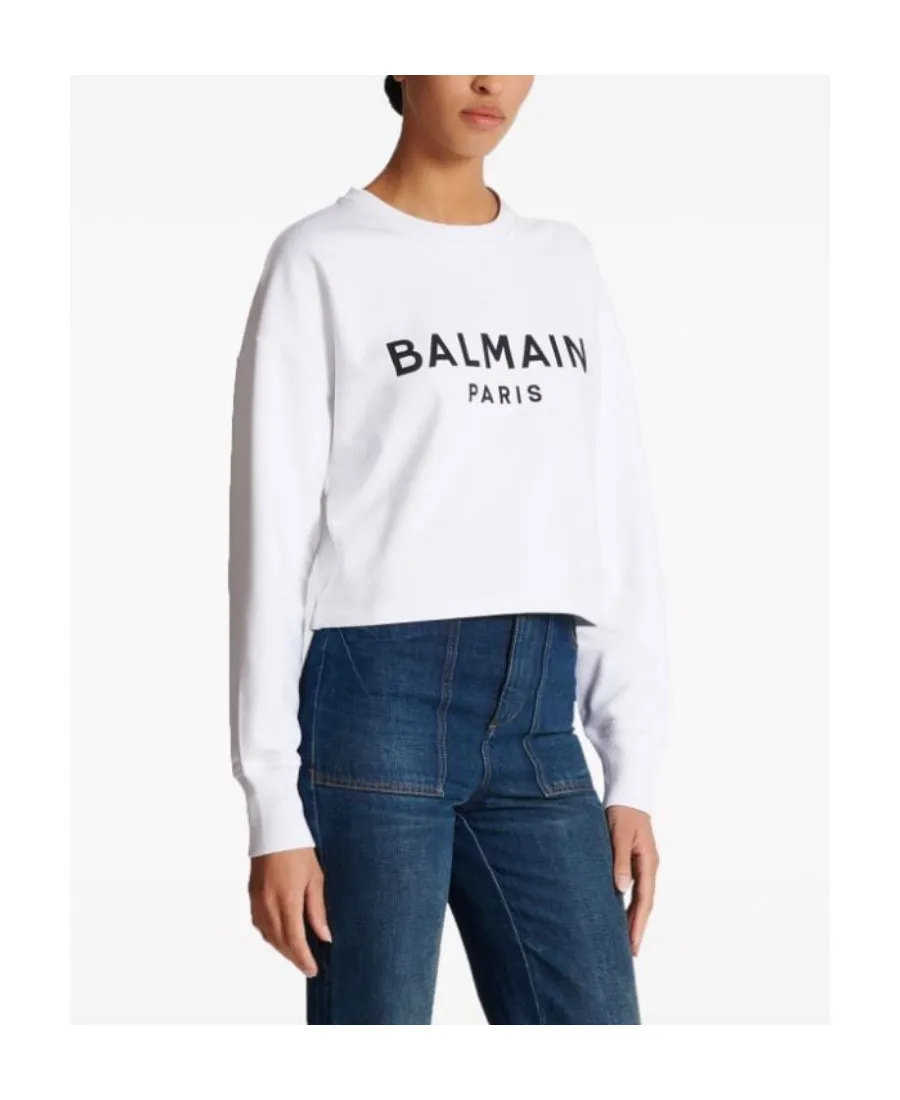 Balmain Drop Shoulder Logo Printed Sweatshirt