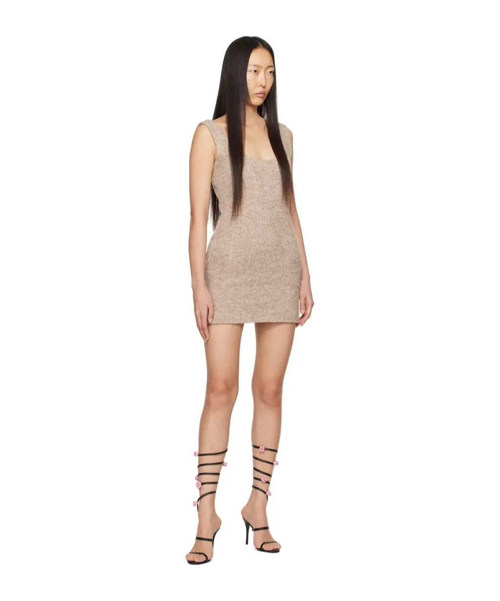 Low-Round Neck Tweed Dress