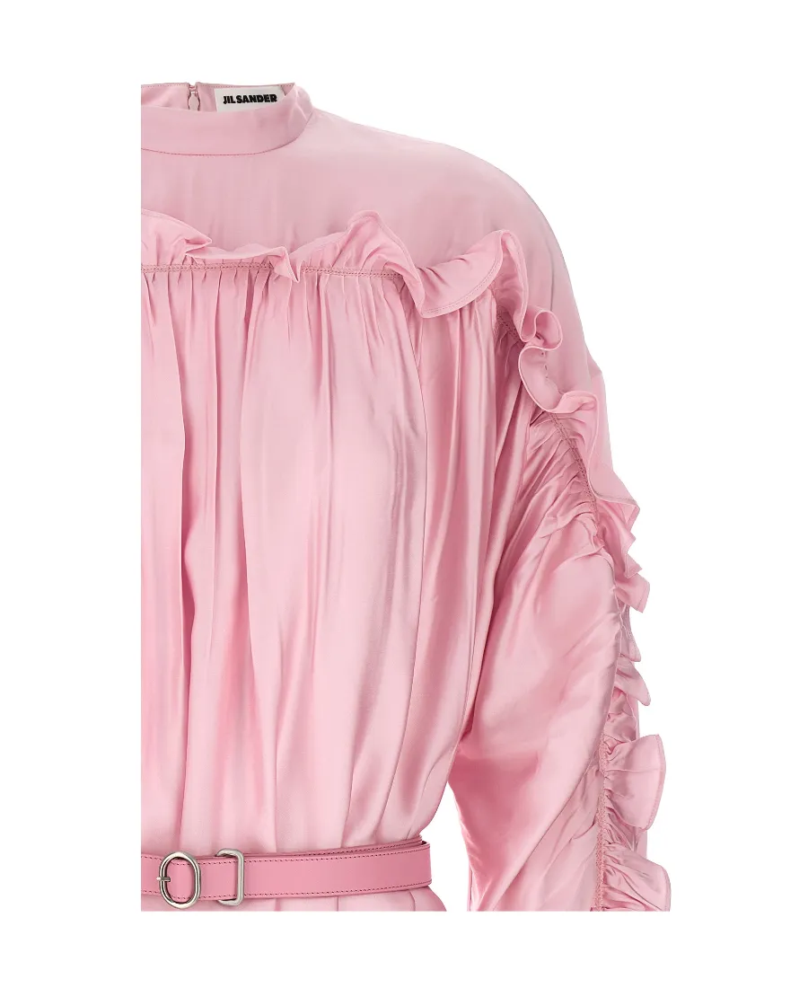 Jil Sander Ruffled Belted Mini Dress