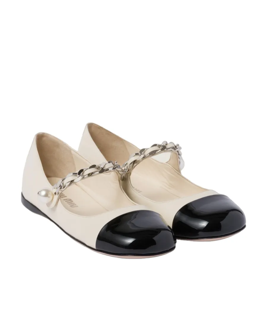 Miu Miu Two-Toned Chain-Linked Ballerinas