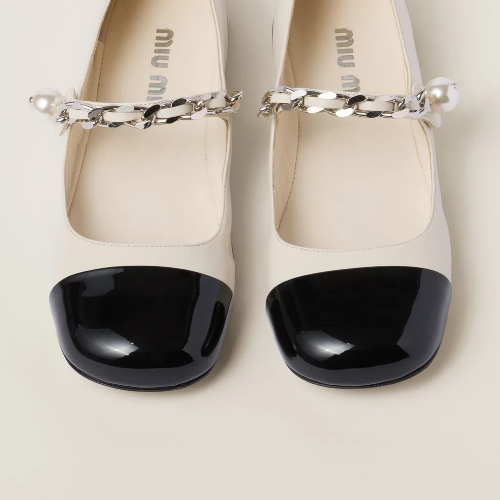 Miu Miu Two-Toned Chain-Linked Ballerinas