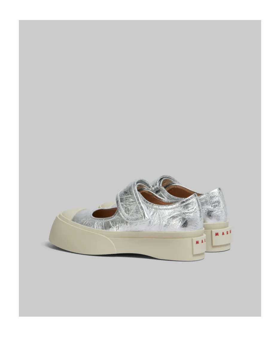 Marni Mary Jane Metallic Wrinkled Sneakers