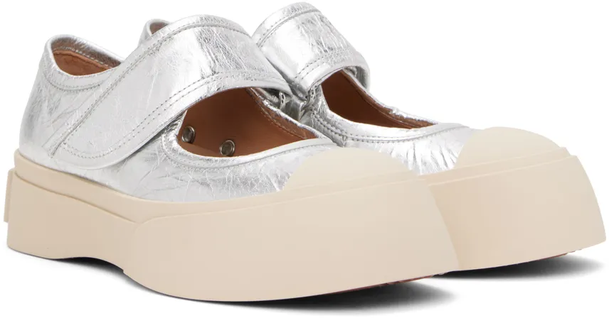 Marni Mary Jane Metallic Wrinkled Sneakers