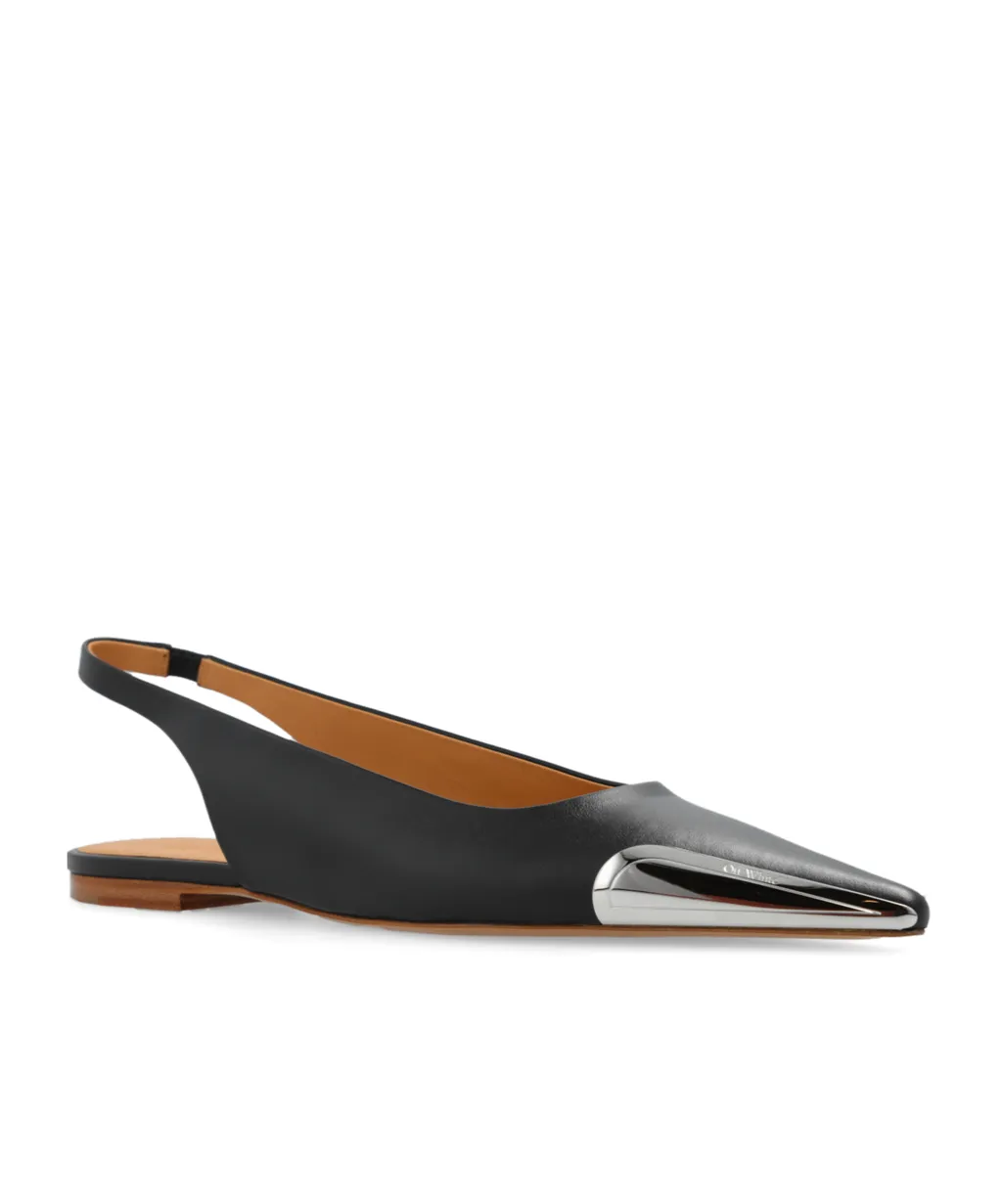 Off-White Allenframe Pointed Toe Slingback Ballerina Shoes