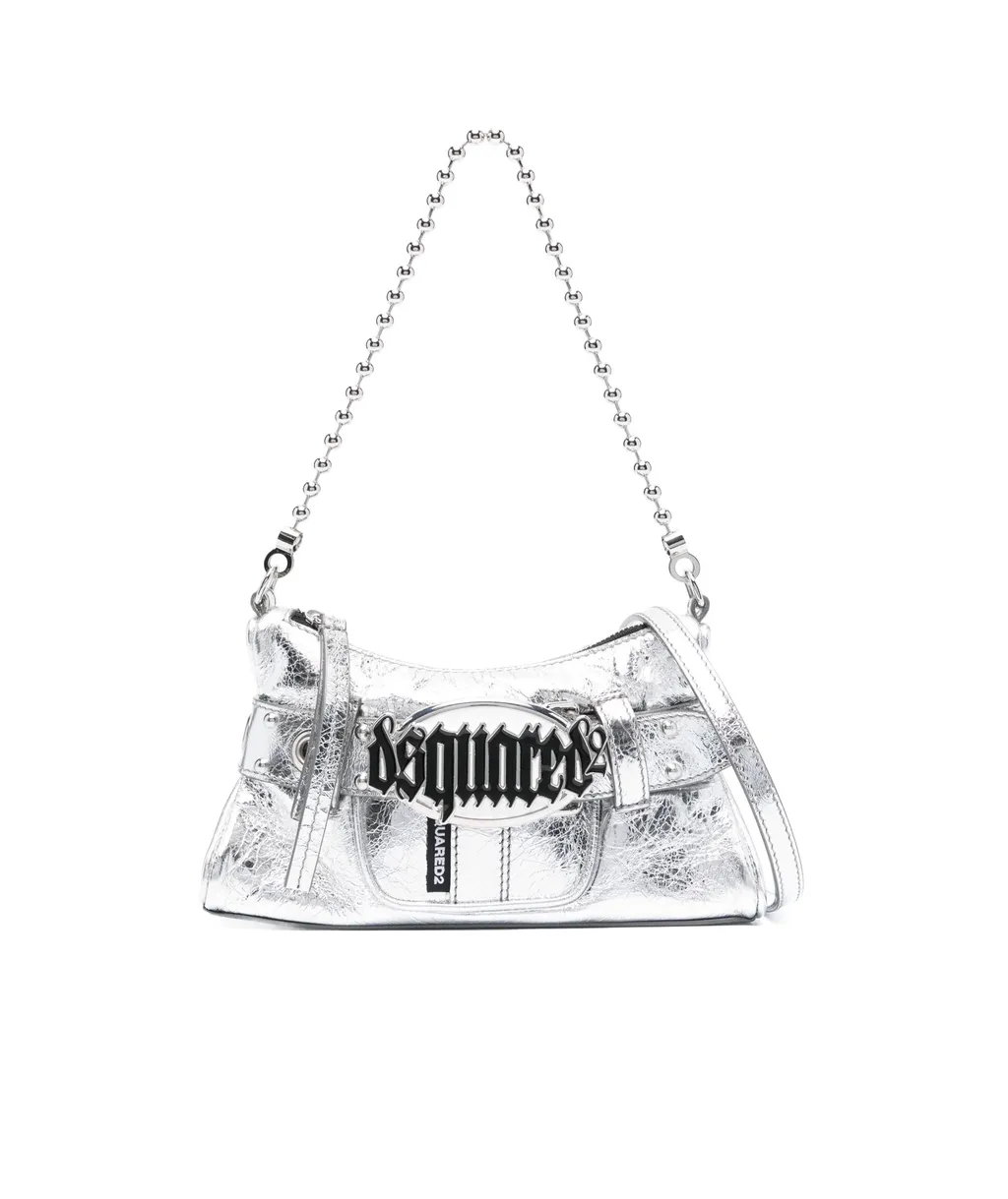 Dsquared2 Gothic Logo-Plaque Zipped Clutch Bag