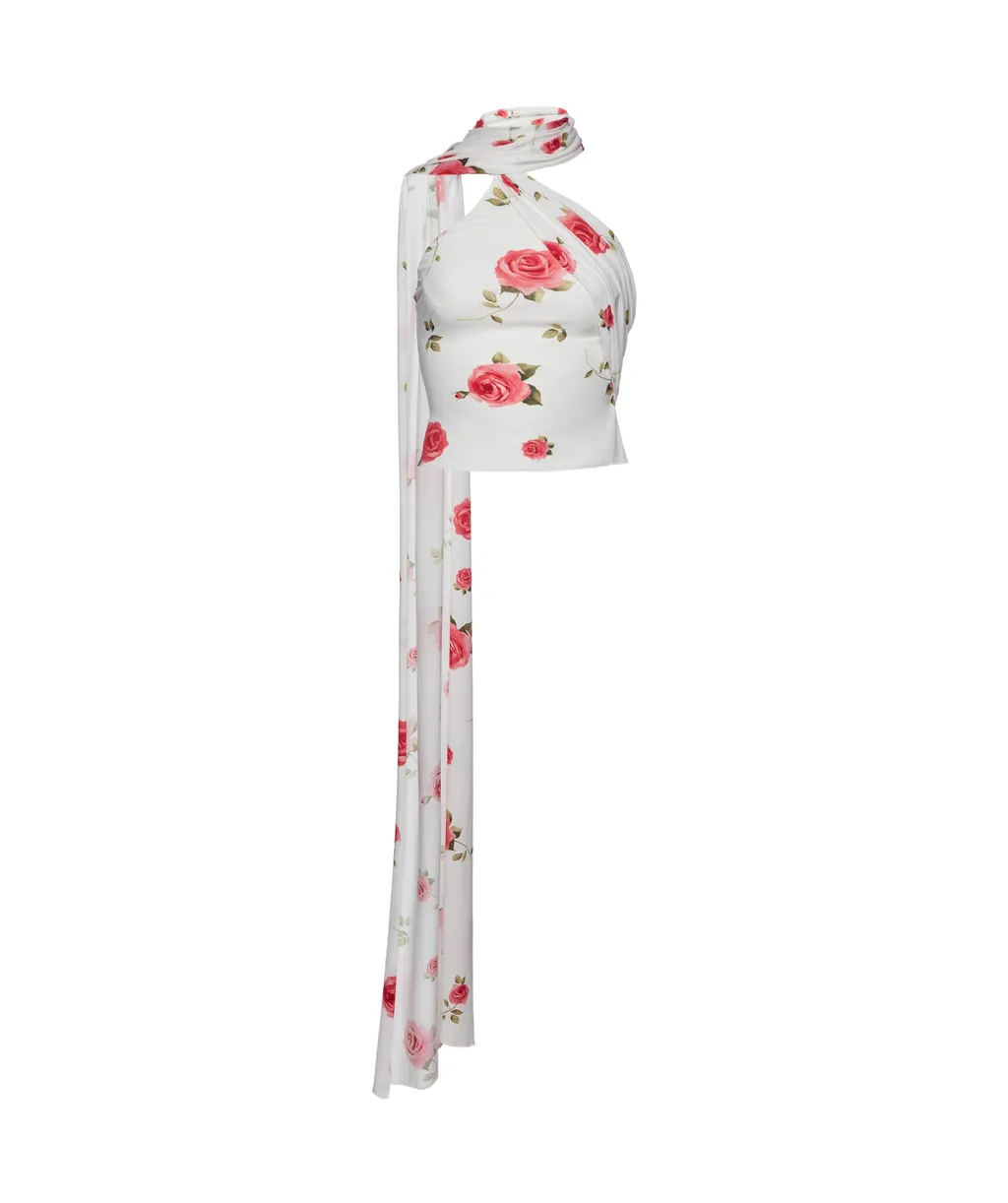 Magda Burtym Floral Wrapped Neck Top