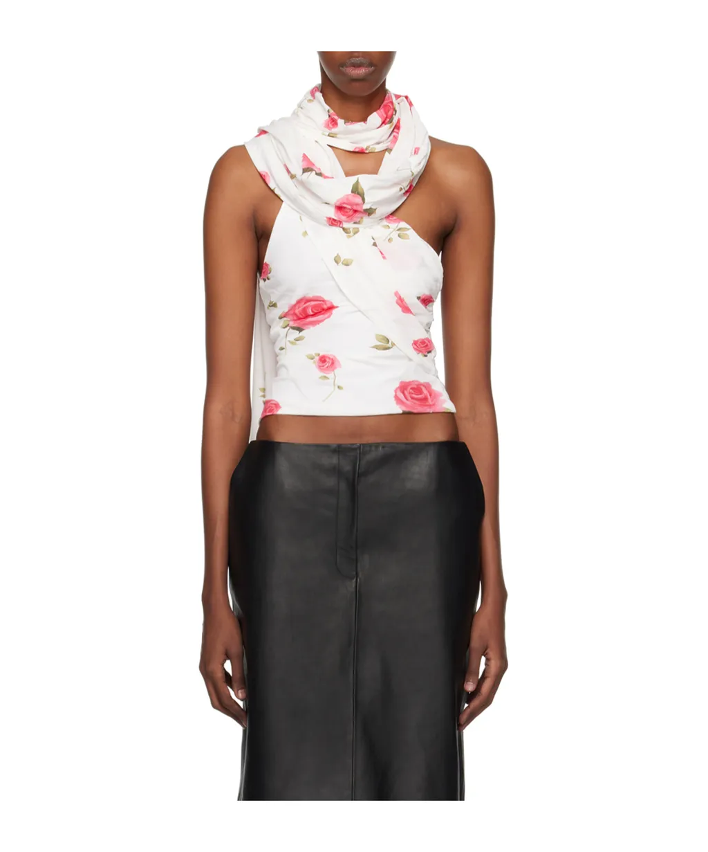 Magda Burtym Floral Wrapped Neck Top