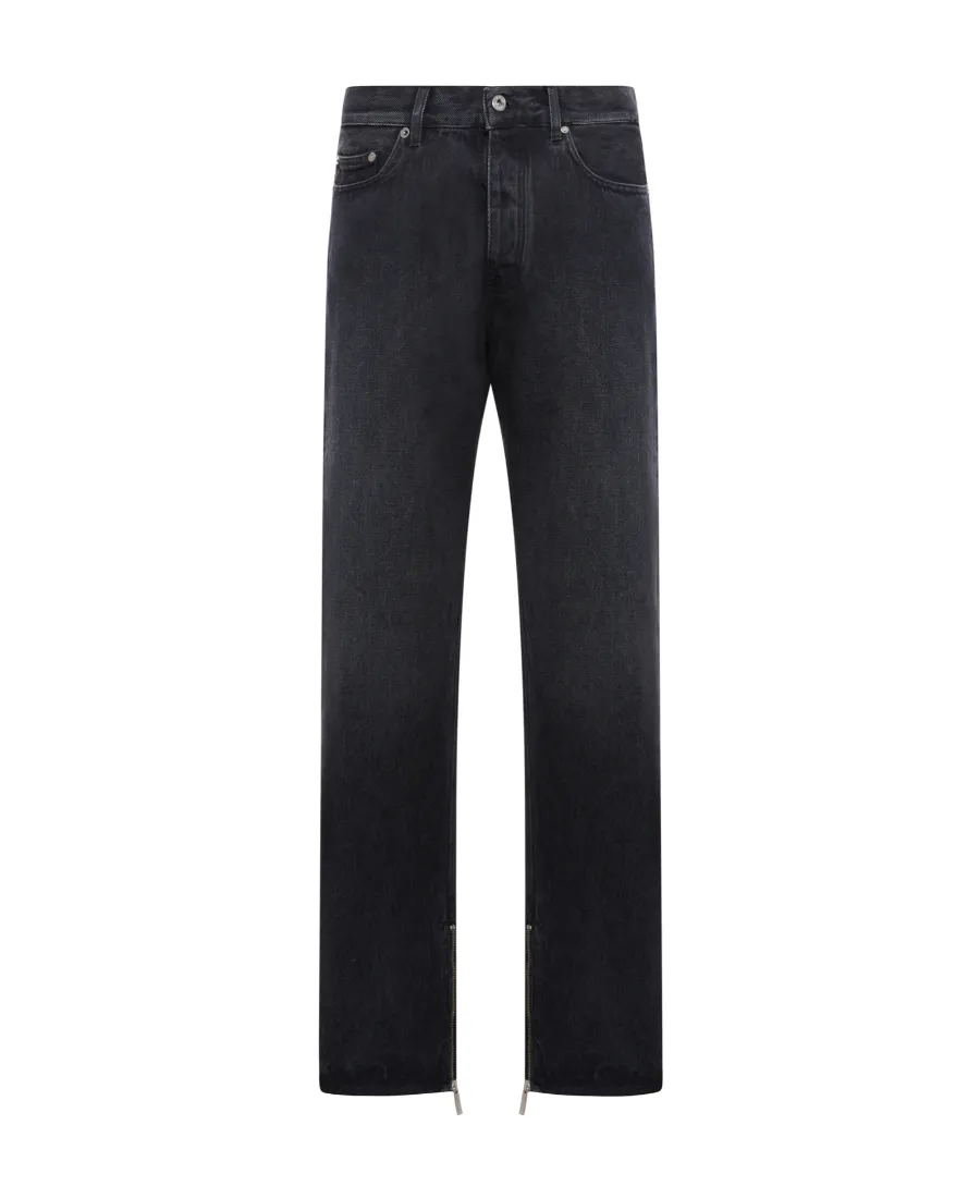 Off-White Logo Patch Straight Leg Jeans