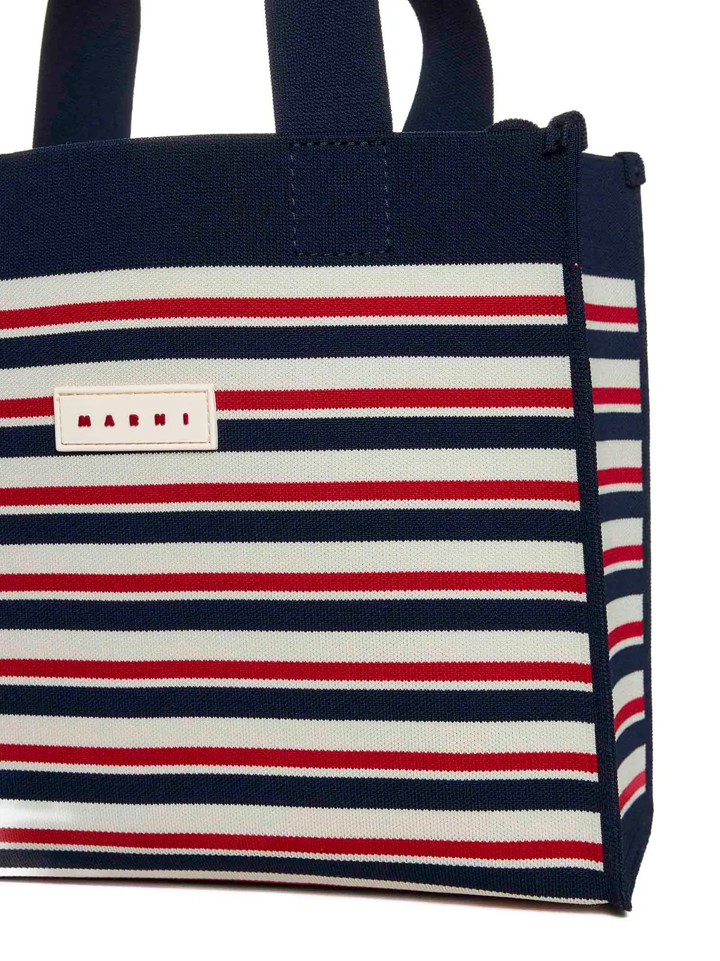 Marni Striped Open-Top Top Handle Bag