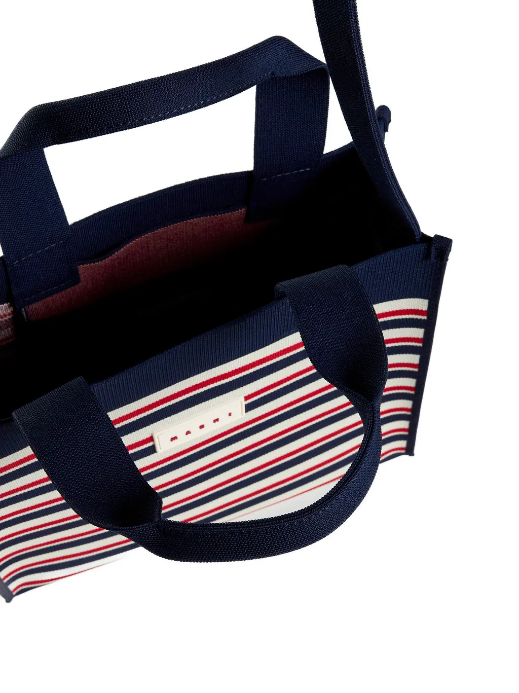 Marni Striped Open-Top Top Handle Bag