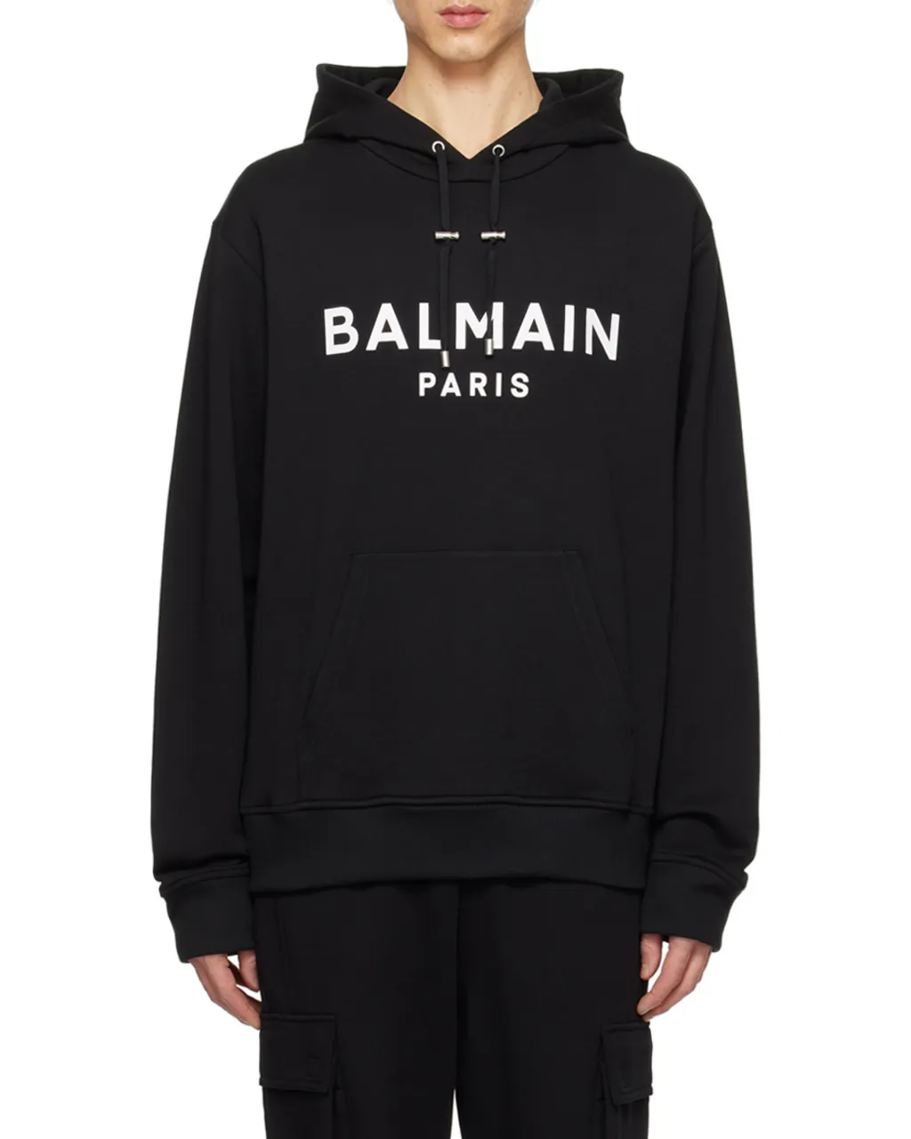 Balmain Logo Printed Drawstring Hoodie