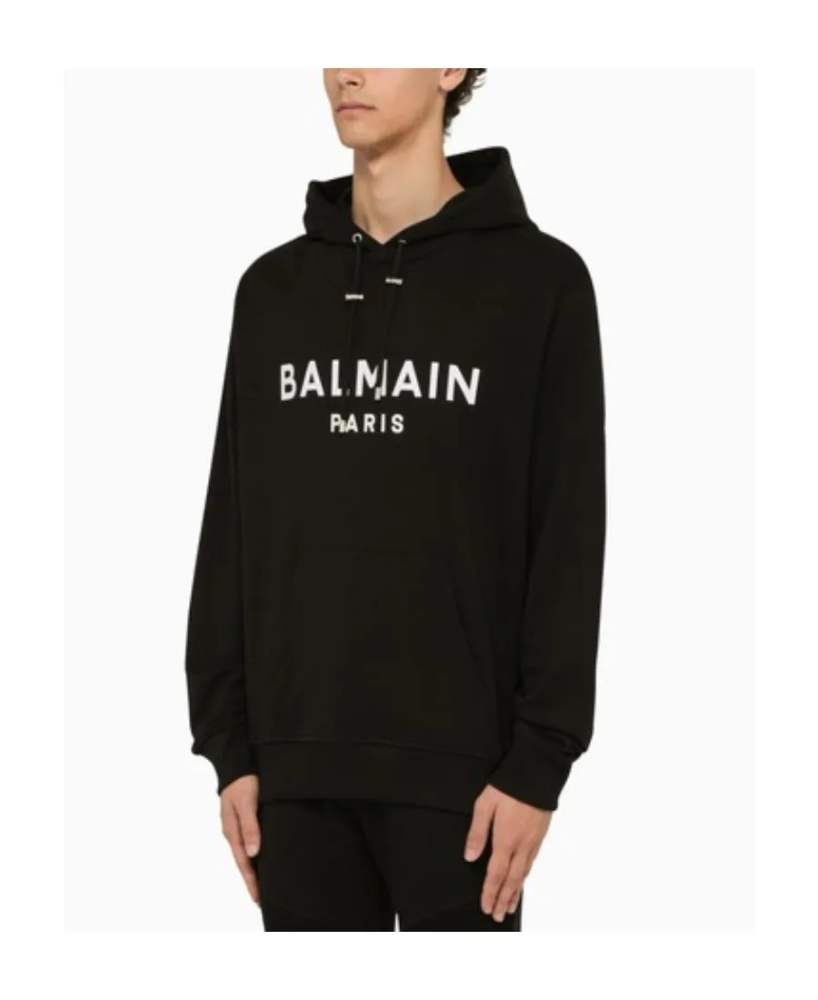 Balmain Logo Printed Drawstring Hoodie