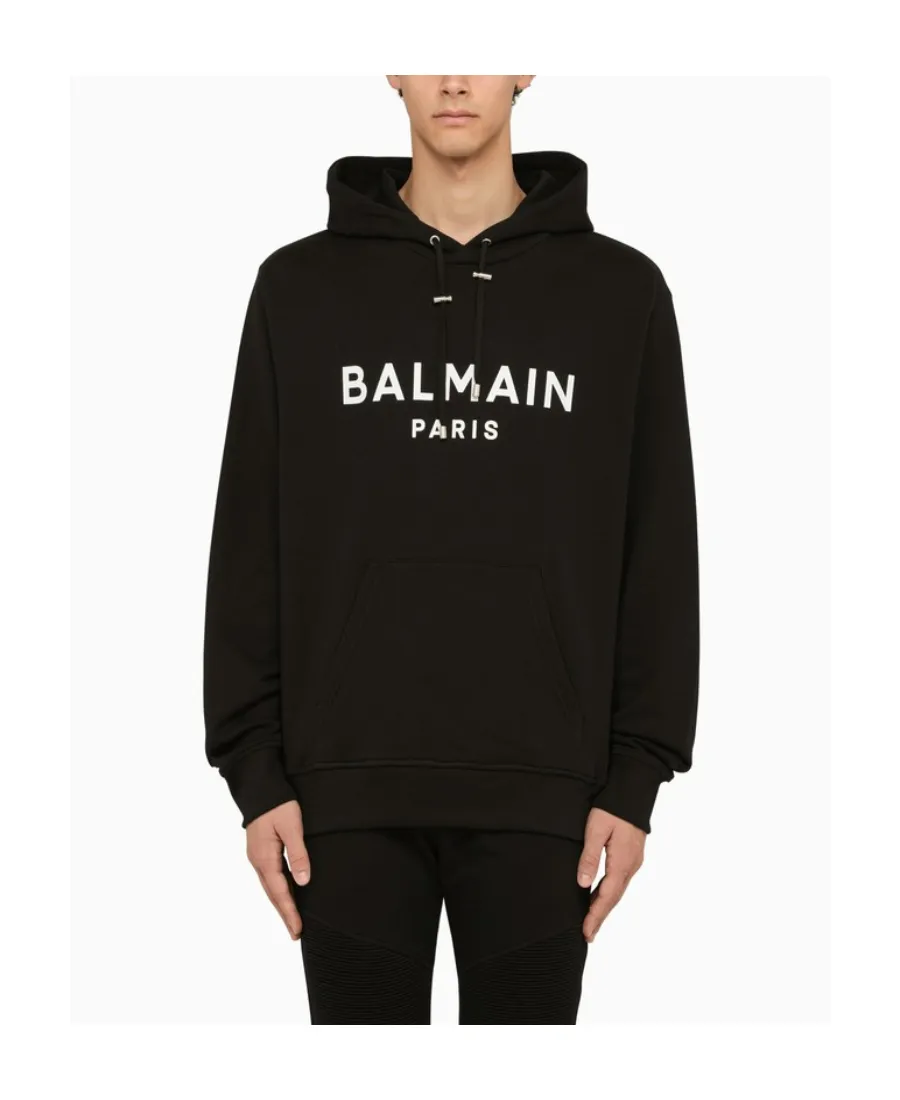 Balmain Logo Printed Drawstring Hoodie