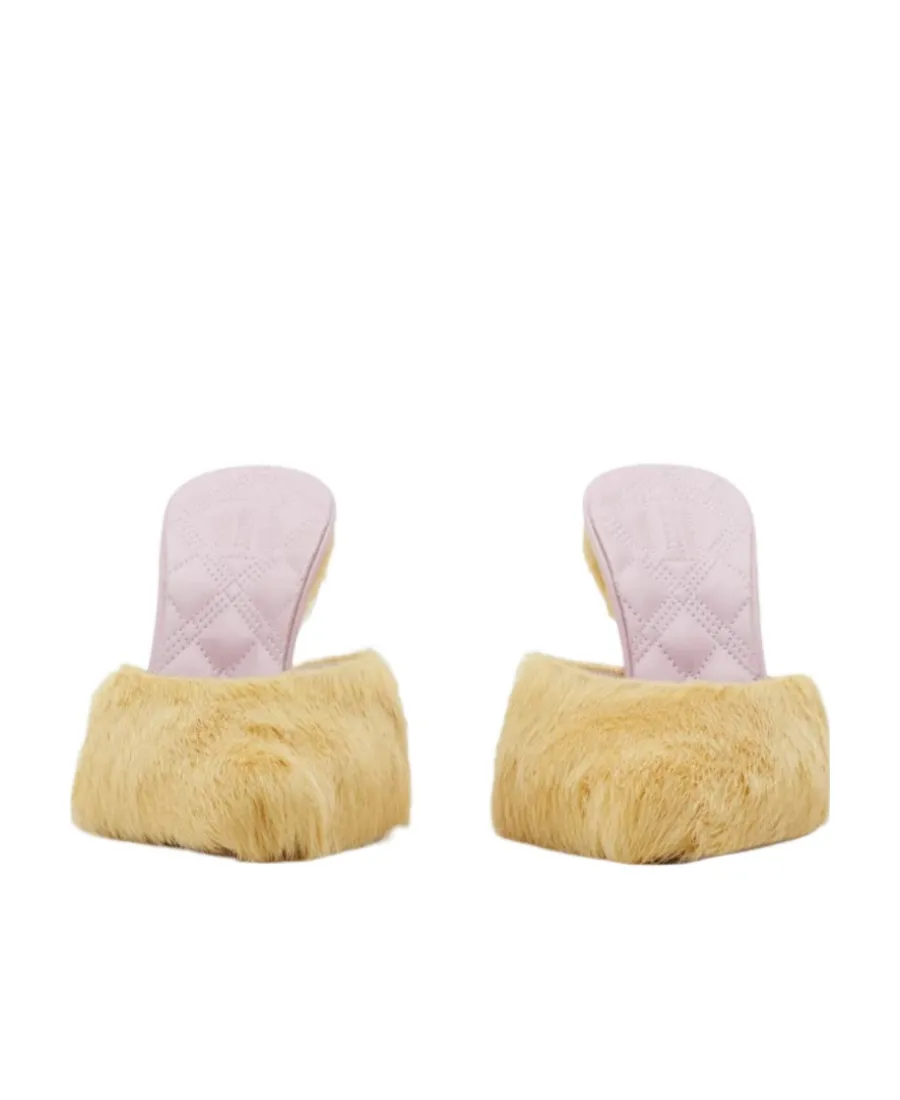 Burberry Buck Hair Calf Pointed-Toe Mules