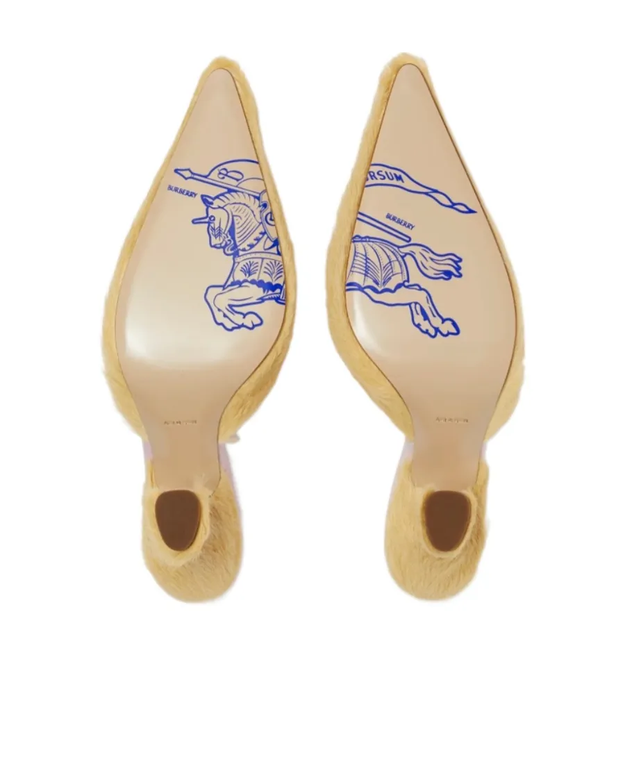 Burberry Buck Hair Calf Pointed-Toe Mules