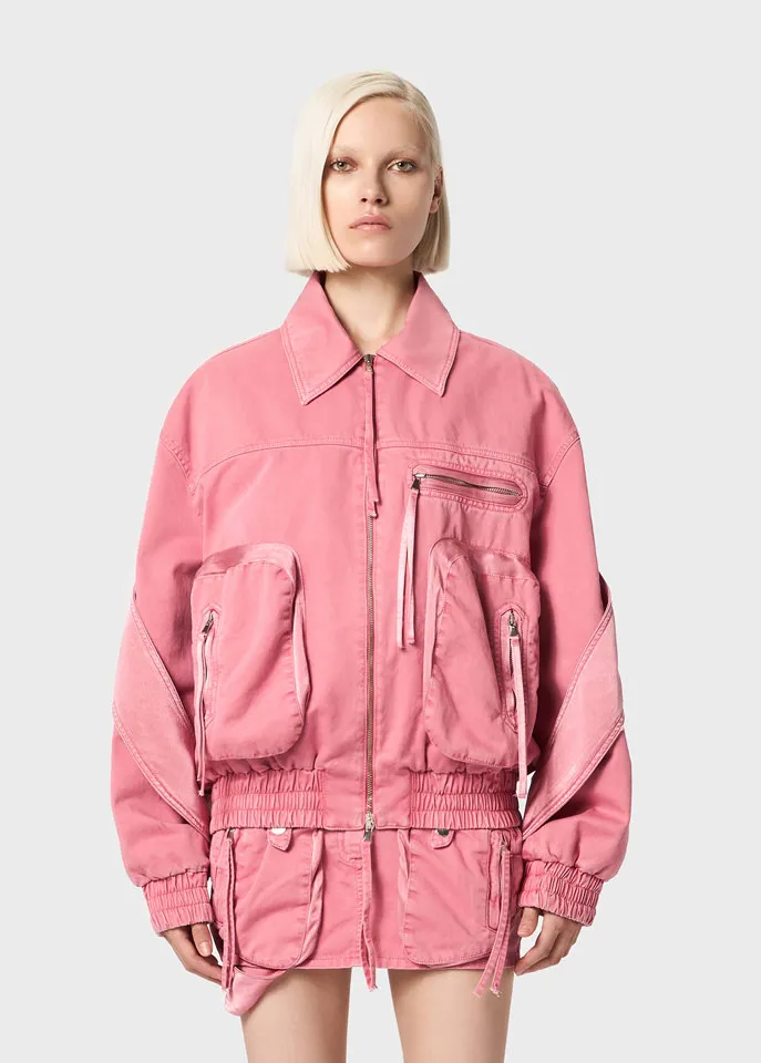 Satin-Inserts Bomber Jacket