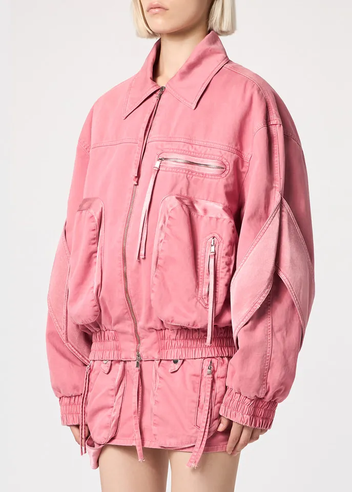 Satin-Inserts Bomber Jacket