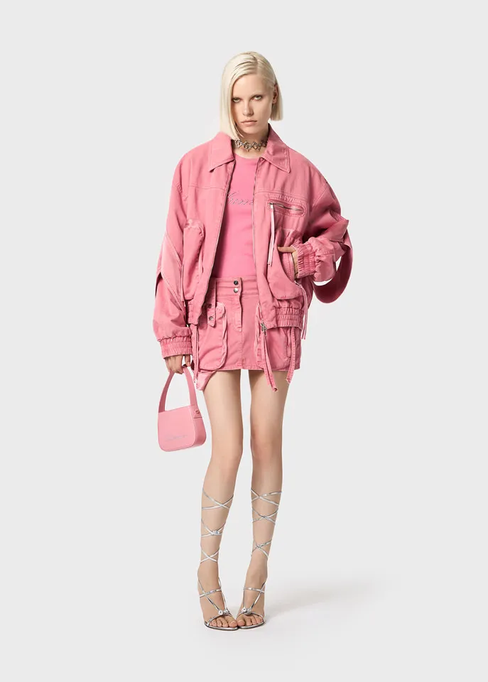 Satin-Inserts Bomber Jacket
