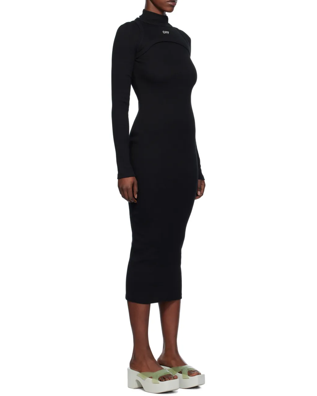 Off-White High-Neck Stretch Dress
