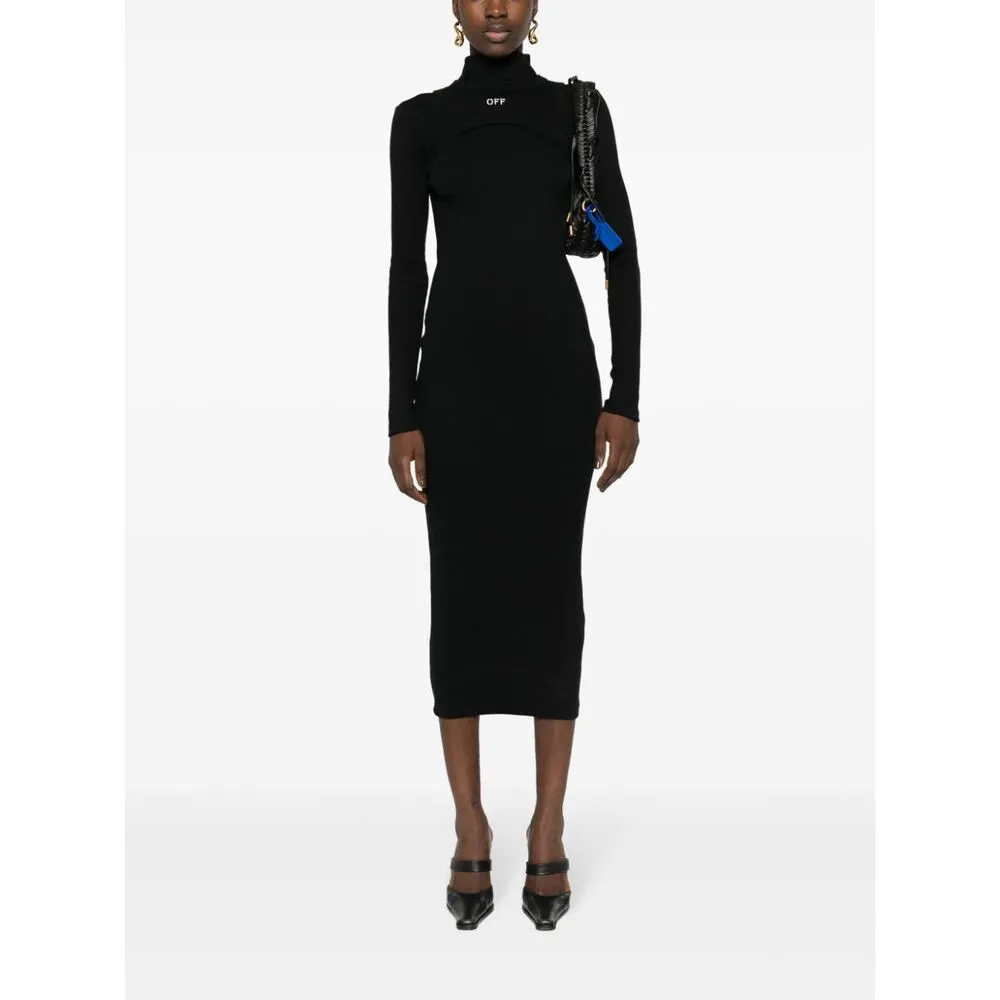 Off-White High-Neck Stretch Dress