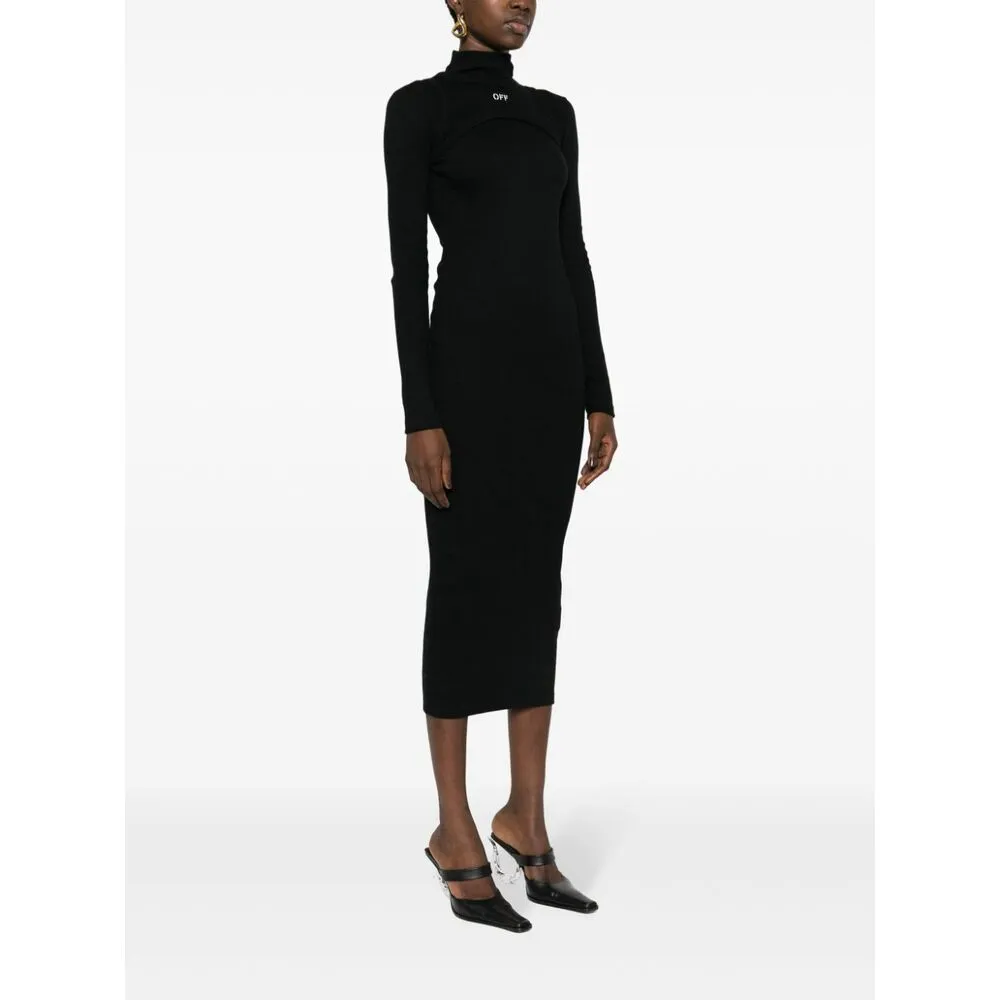 Off-White High-Neck Stretch Dress