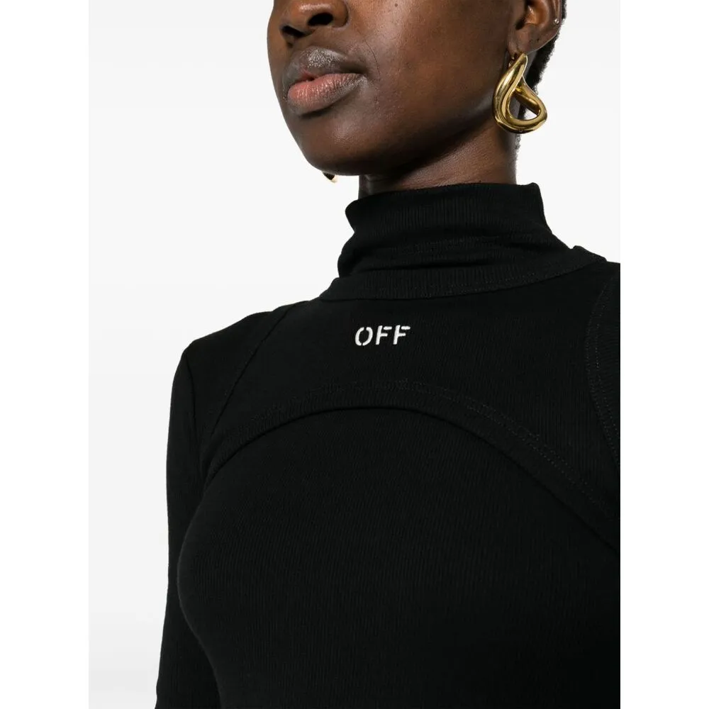 Off-White High-Neck Stretch Dress