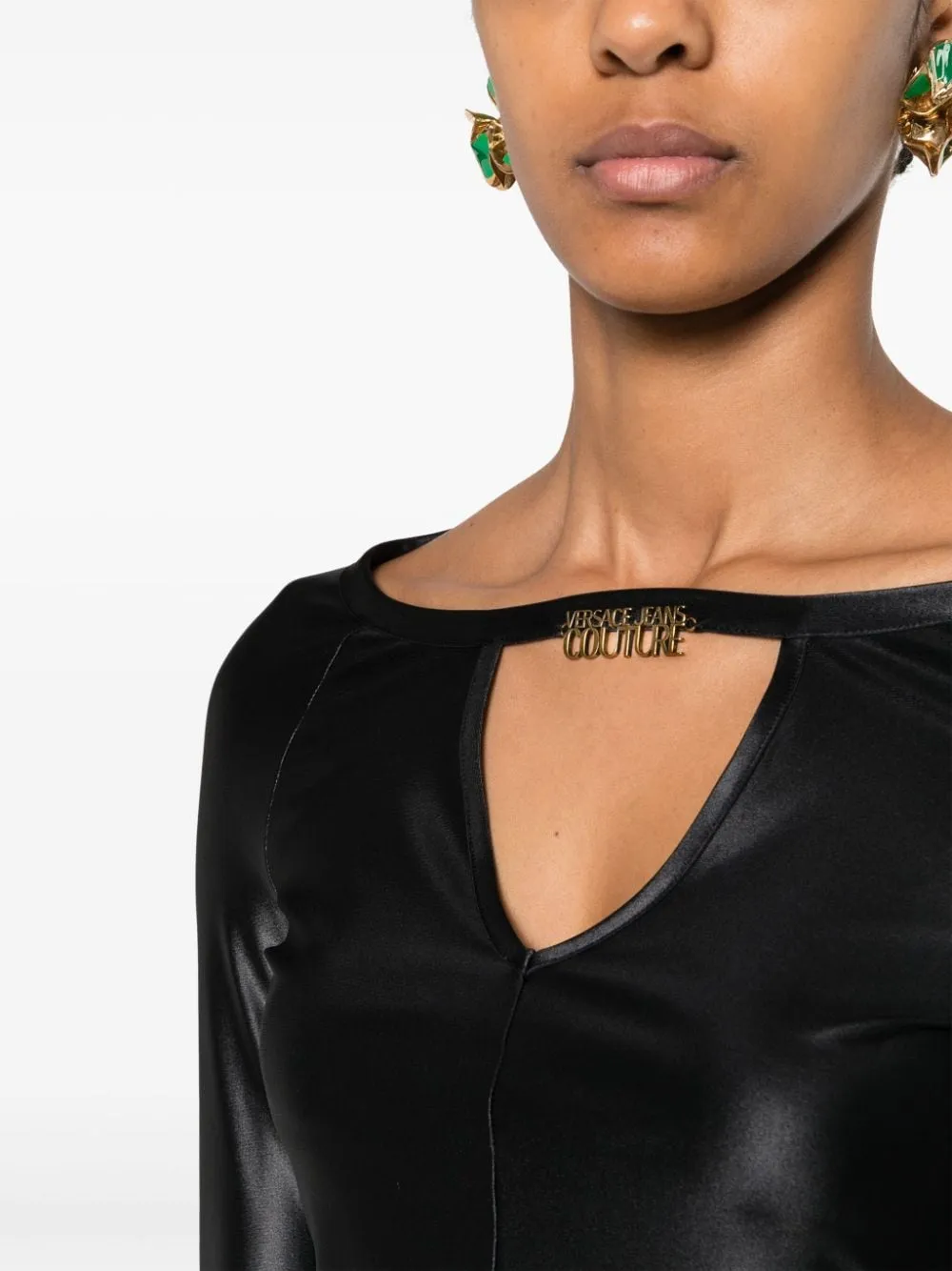 Versace Jeans Couture Cut-Out Detailed Jersey Cropped Top