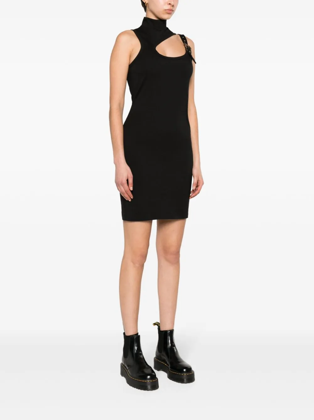 Buckle-Straps Cut-Out Minidress