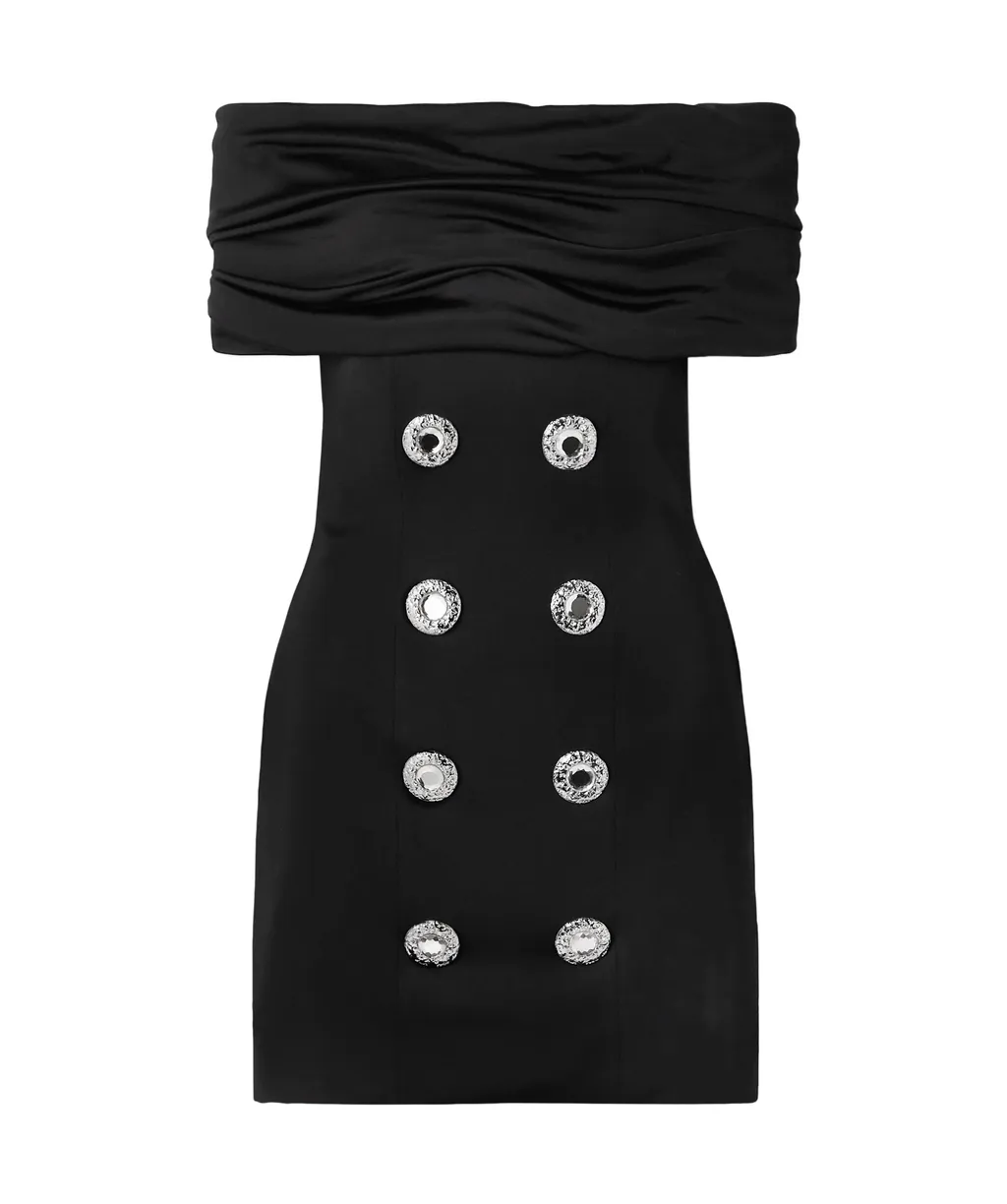 Balmain Buttonedboat Neck Mini Dress