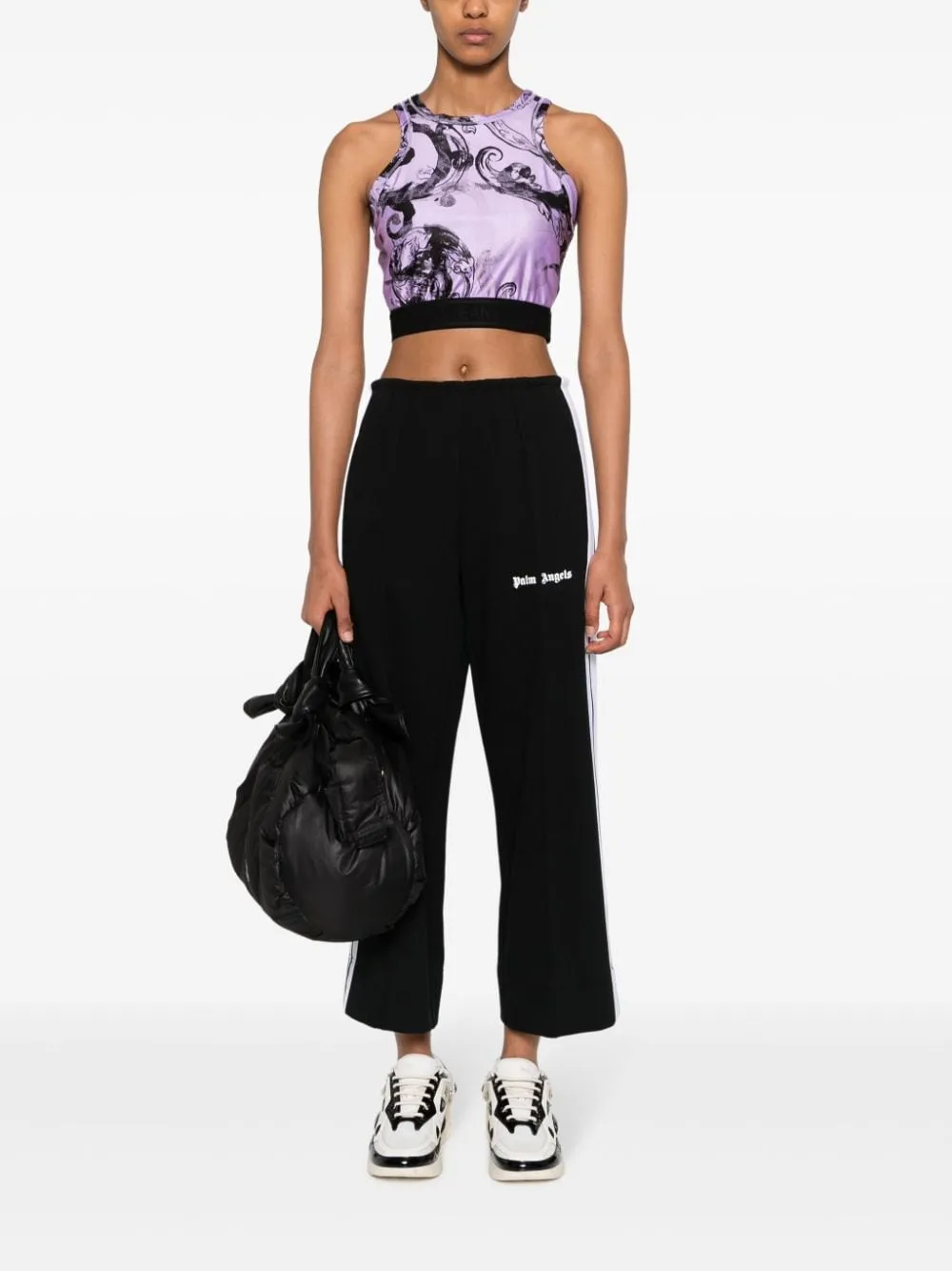 Versace Jeans Couture Magazine-Printed Sleeveless Cropped Top