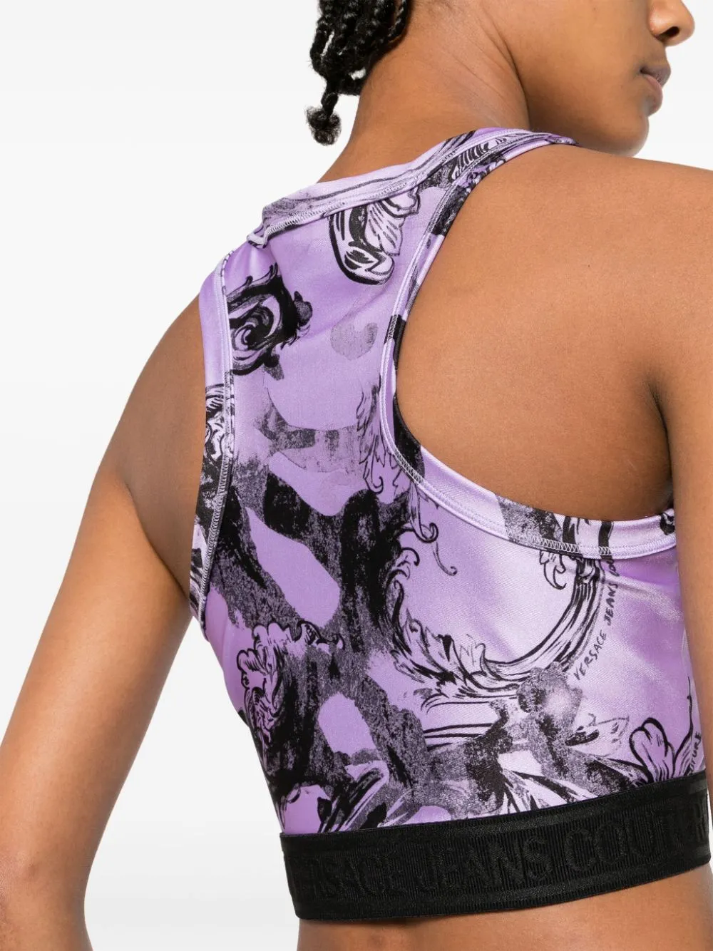 Versace Jeans Couture Magazine-Printed Sleeveless Cropped Top